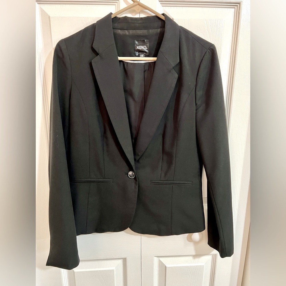 XOXO Black One Button Blazer Jacket Size Medium
